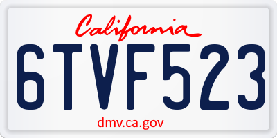 CA license plate 6TVF523