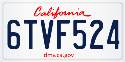 CA license plate 6TVF524