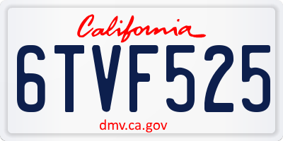 CA license plate 6TVF525