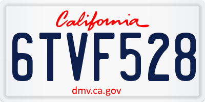 CA license plate 6TVF528