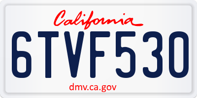 CA license plate 6TVF530