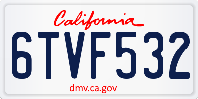 CA license plate 6TVF532