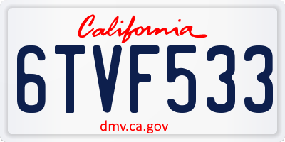 CA license plate 6TVF533