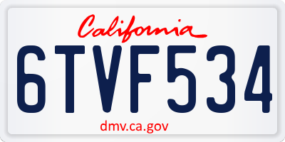 CA license plate 6TVF534