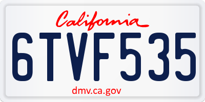 CA license plate 6TVF535