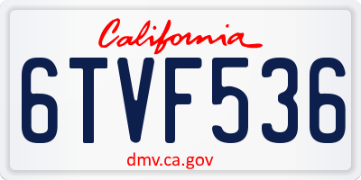 CA license plate 6TVF536