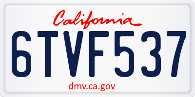 CA license plate 6TVF537