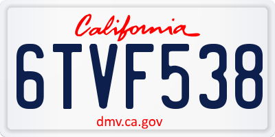 CA license plate 6TVF538