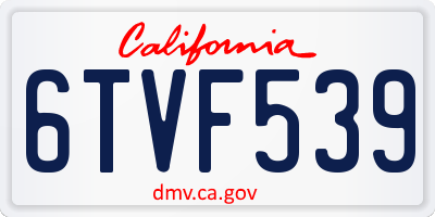 CA license plate 6TVF539