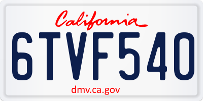 CA license plate 6TVF540