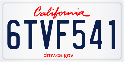 CA license plate 6TVF541