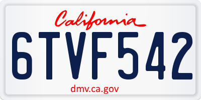 CA license plate 6TVF542