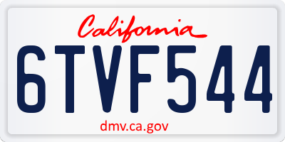 CA license plate 6TVF544