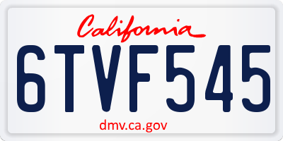 CA license plate 6TVF545