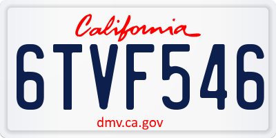 CA license plate 6TVF546