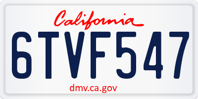 CA license plate 6TVF547