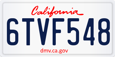 CA license plate 6TVF548