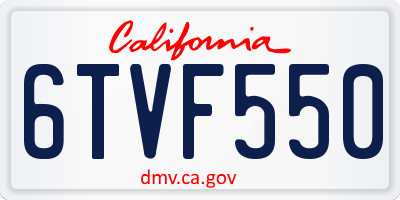 CA license plate 6TVF550