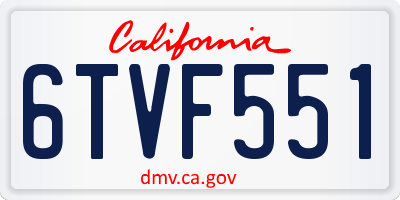 CA license plate 6TVF551