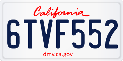 CA license plate 6TVF552