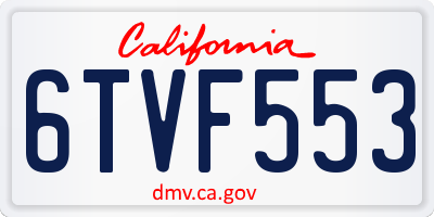 CA license plate 6TVF553