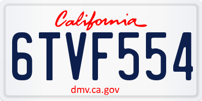 CA license plate 6TVF554