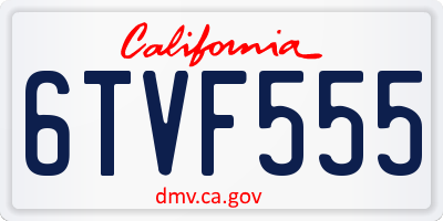 CA license plate 6TVF555