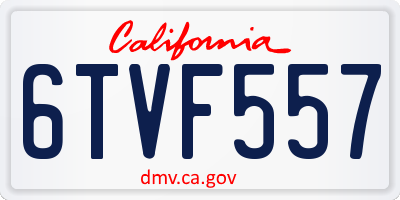 CA license plate 6TVF557