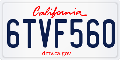 CA license plate 6TVF560