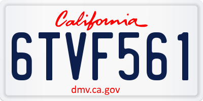 CA license plate 6TVF561