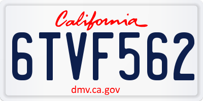 CA license plate 6TVF562