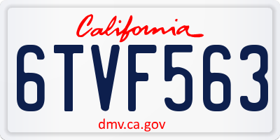 CA license plate 6TVF563