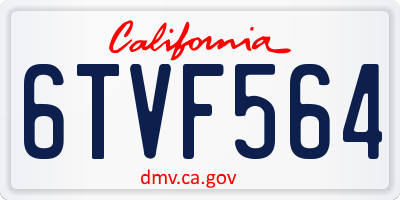 CA license plate 6TVF564