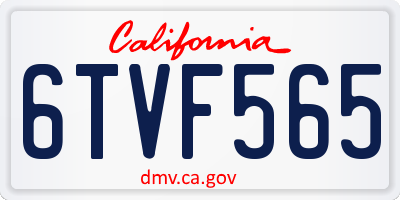 CA license plate 6TVF565