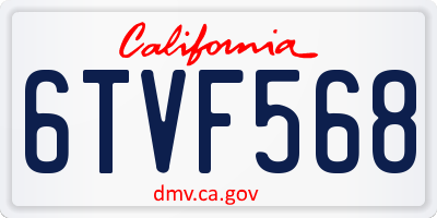 CA license plate 6TVF568