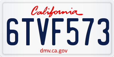 CA license plate 6TVF573