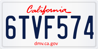 CA license plate 6TVF574