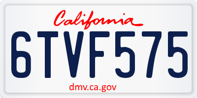 CA license plate 6TVF575