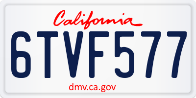 CA license plate 6TVF577