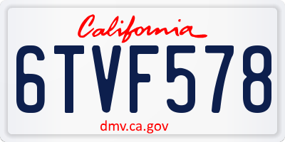 CA license plate 6TVF578