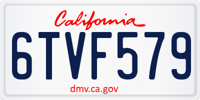 CA license plate 6TVF579