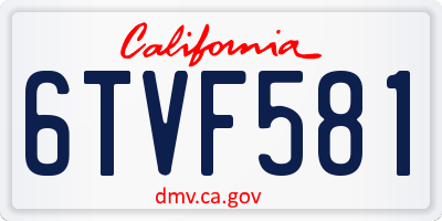 CA license plate 6TVF581