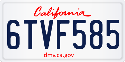 CA license plate 6TVF585