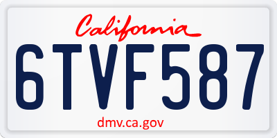 CA license plate 6TVF587