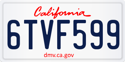 CA license plate 6TVF599