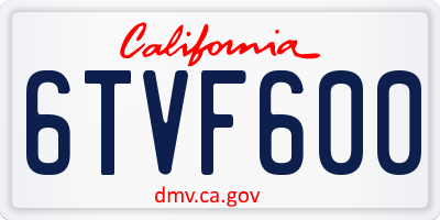 CA license plate 6TVF600