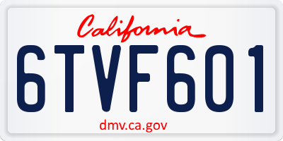 CA license plate 6TVF601