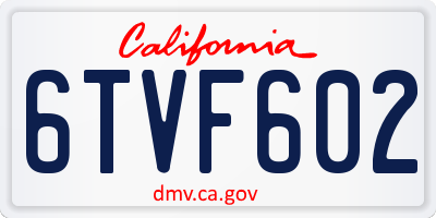 CA license plate 6TVF602