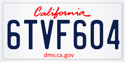 CA license plate 6TVF604