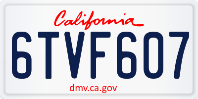 CA license plate 6TVF607